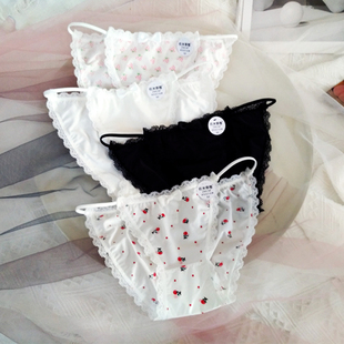 Sweet！滑溜溜牛奶丝细带内裤性感少女软妹一根带高叉长腿三角裤