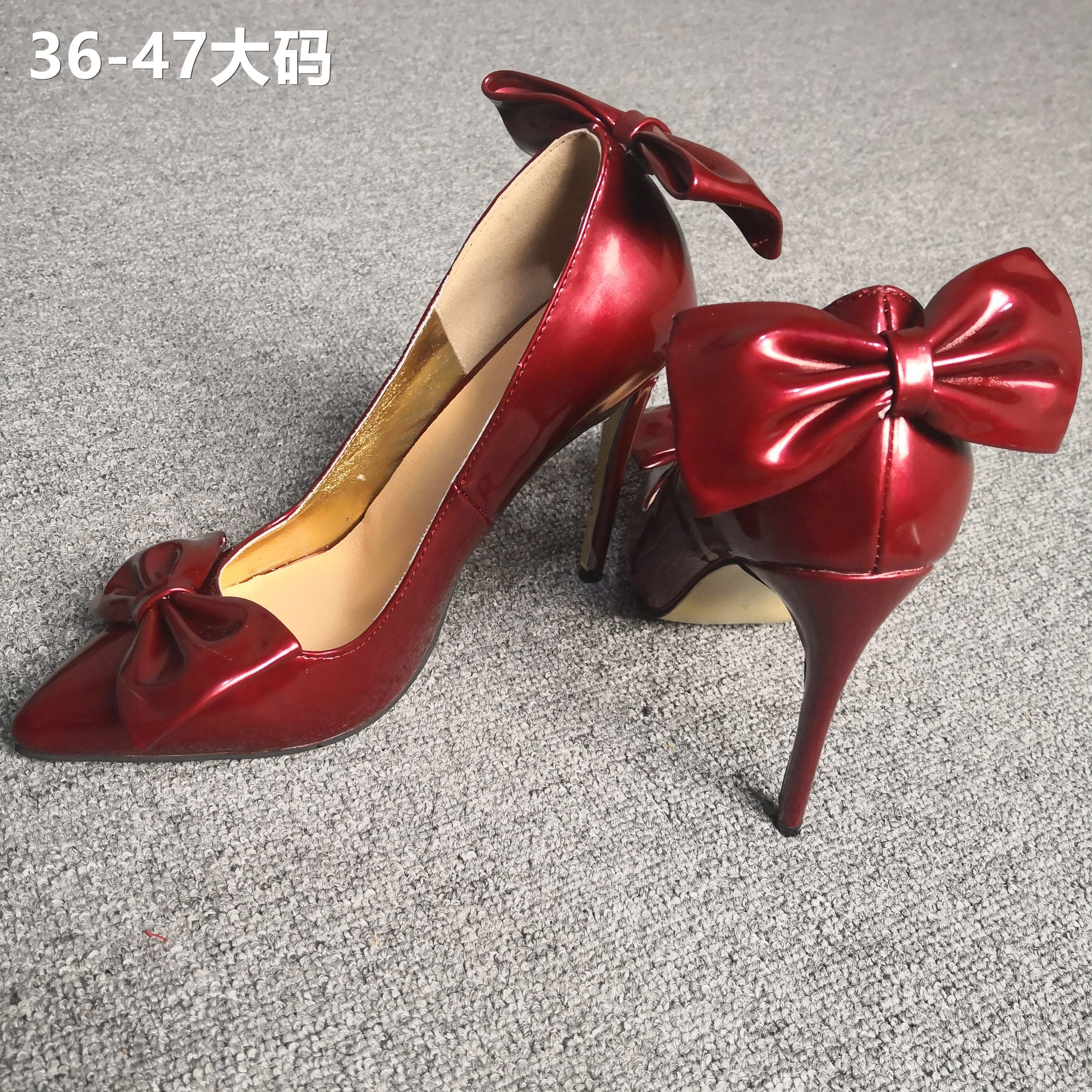 跨境亚马逊胖MM时尚走秀女皮鞋