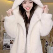 加厚貂绒外套女连帽轻奢时尚 海宁2025冬装 新款 百搭毛毛皮草大衣