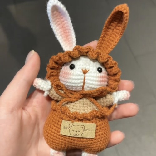 撞色糖糖兔手工编织DIY材料包钩针玩偶挂件钥匙扣情侣礼物毛线