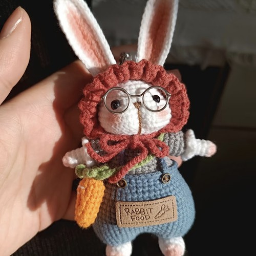 手工编织DIY材料包可爱糖糖兔车挂包挂件蝴蝶结毛线礼物送闺蜜