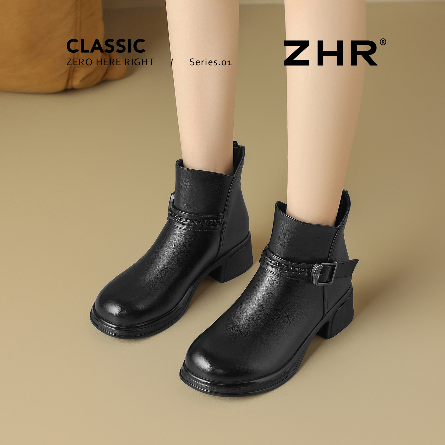 【T0P.1头层牛皮皮带扣短靴】