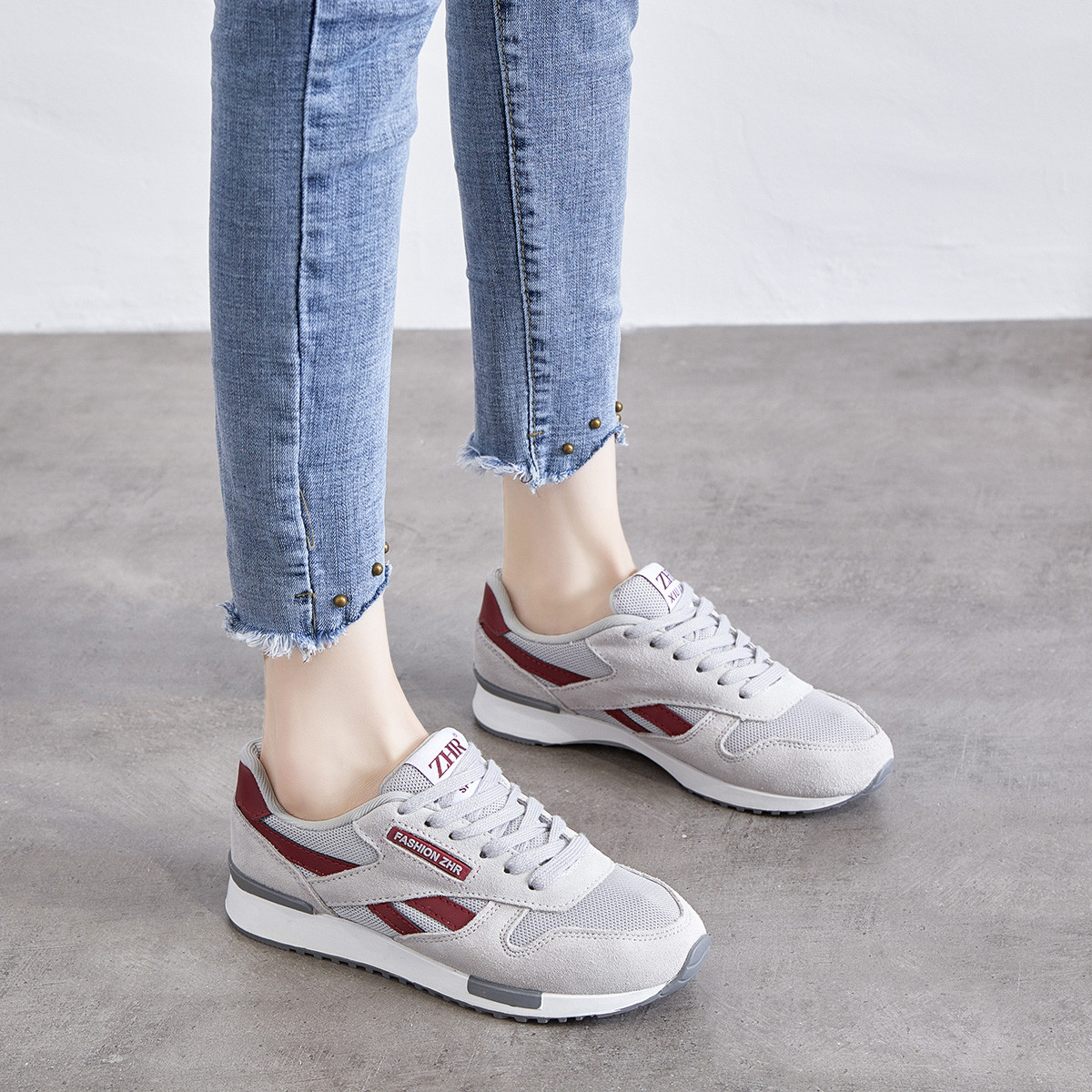 网红春秋新款透气百搭风运动鞋