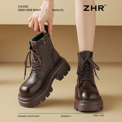 ZHR厚底马丁靴女英伦风高跟短靴