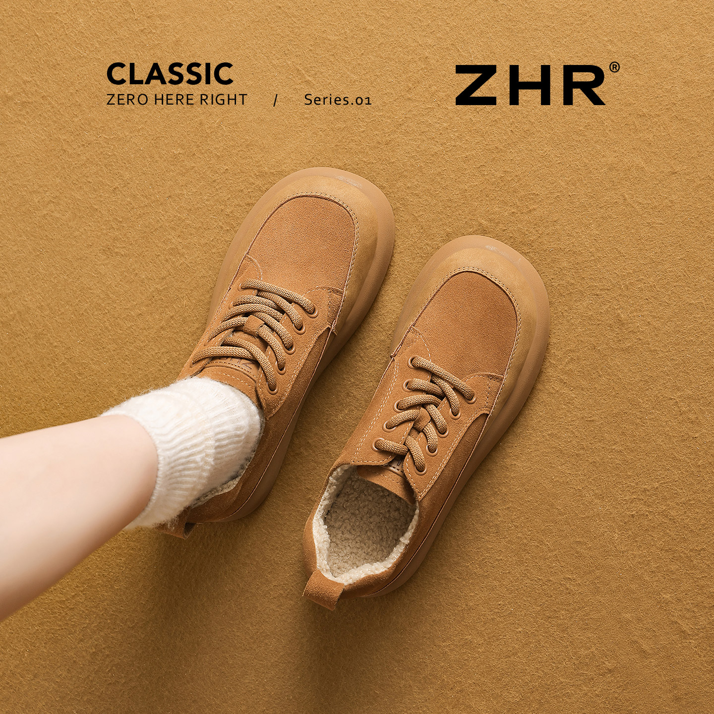 ZHR真皮加绒勃肯鞋女2025冬季厚底保暖棉鞋软底复古英伦风乐福鞋