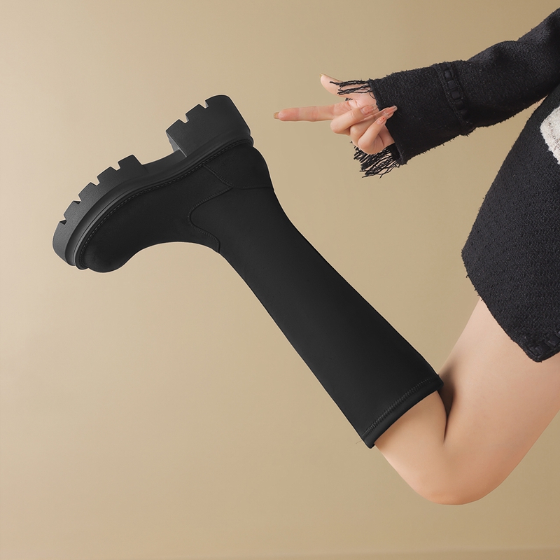 ZHR不过膝长筒靴加绒高跟