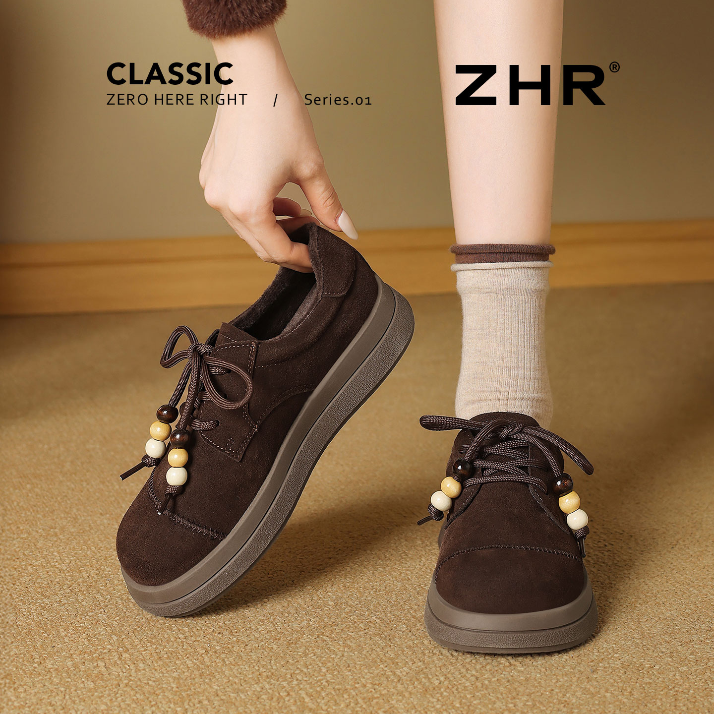 ZHR复古勃肯鞋时尚串珠休闲鞋