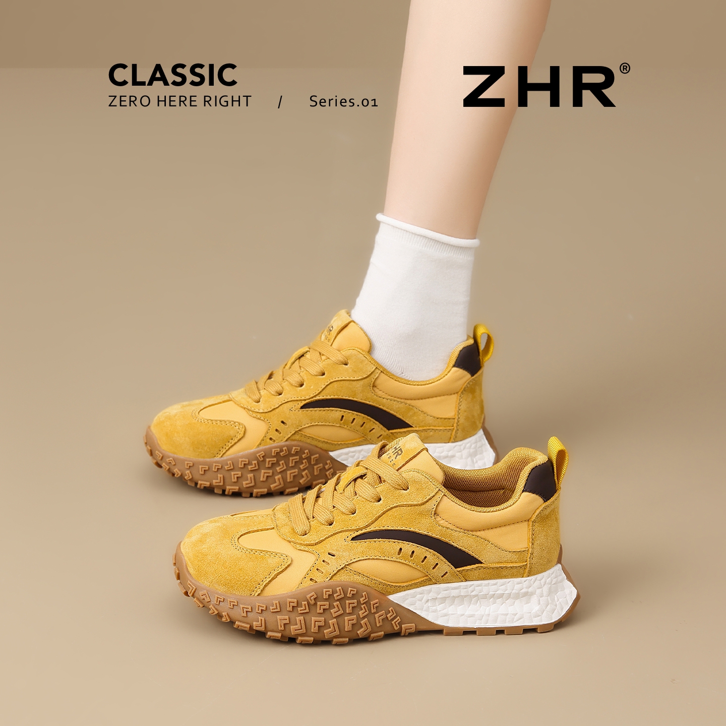 黄色德训鞋女厚底增高阿甘鞋女鞋