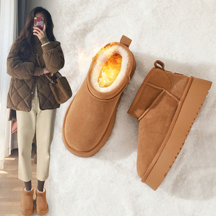 ZHR雪地靴加绒2025冬季 厚底外穿短筒靴东北防滑女 保暖防水二棉鞋