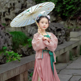 女童汉服宋制对襟衫套装中国风古装儿童古风改良超仙唐装春秋新款