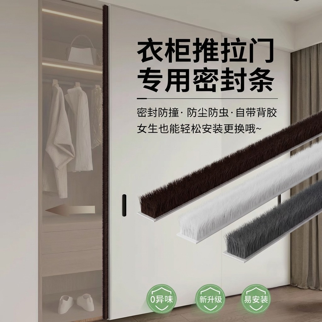 衣柜推拉门防撞防尘密封条防蚊虫胶条柜门挡条门缝填补缝隙胶条,基础建材,密封条,淘宝优惠券,粉丝福利购,淘宝优惠卷