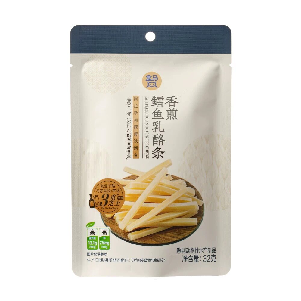 盒马代购 香煎鳕鱼乳酪条32g 阿拉斯加深海狭鳕鱼 三重特调芝士