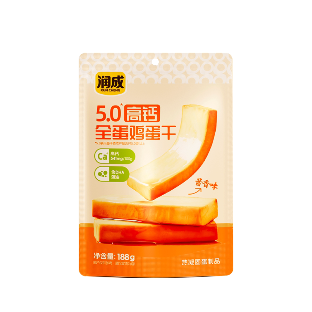 盒马代购 润成5.0高钙全蛋鸡蛋干酱香味188g高钙高蛋白Q弹爽口