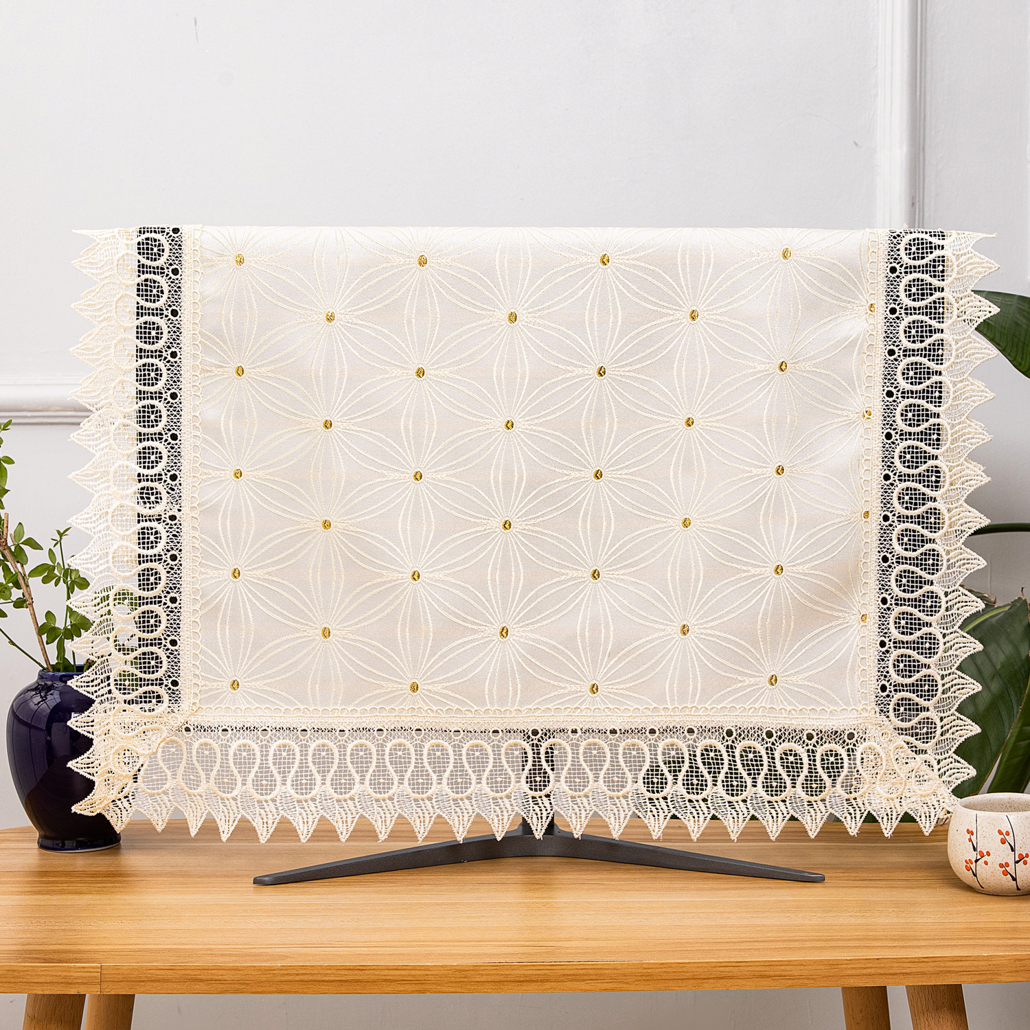 显示器盖布电脑防尘罩简约现代音箱防尘罩主机激光电视音响防尘布