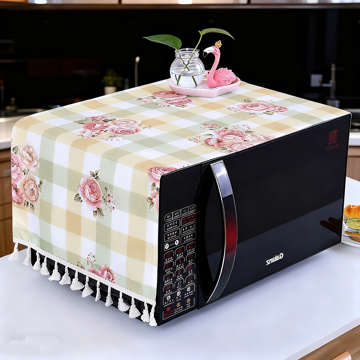 烤箱防尘盖布花卉格子微波炉盖巾