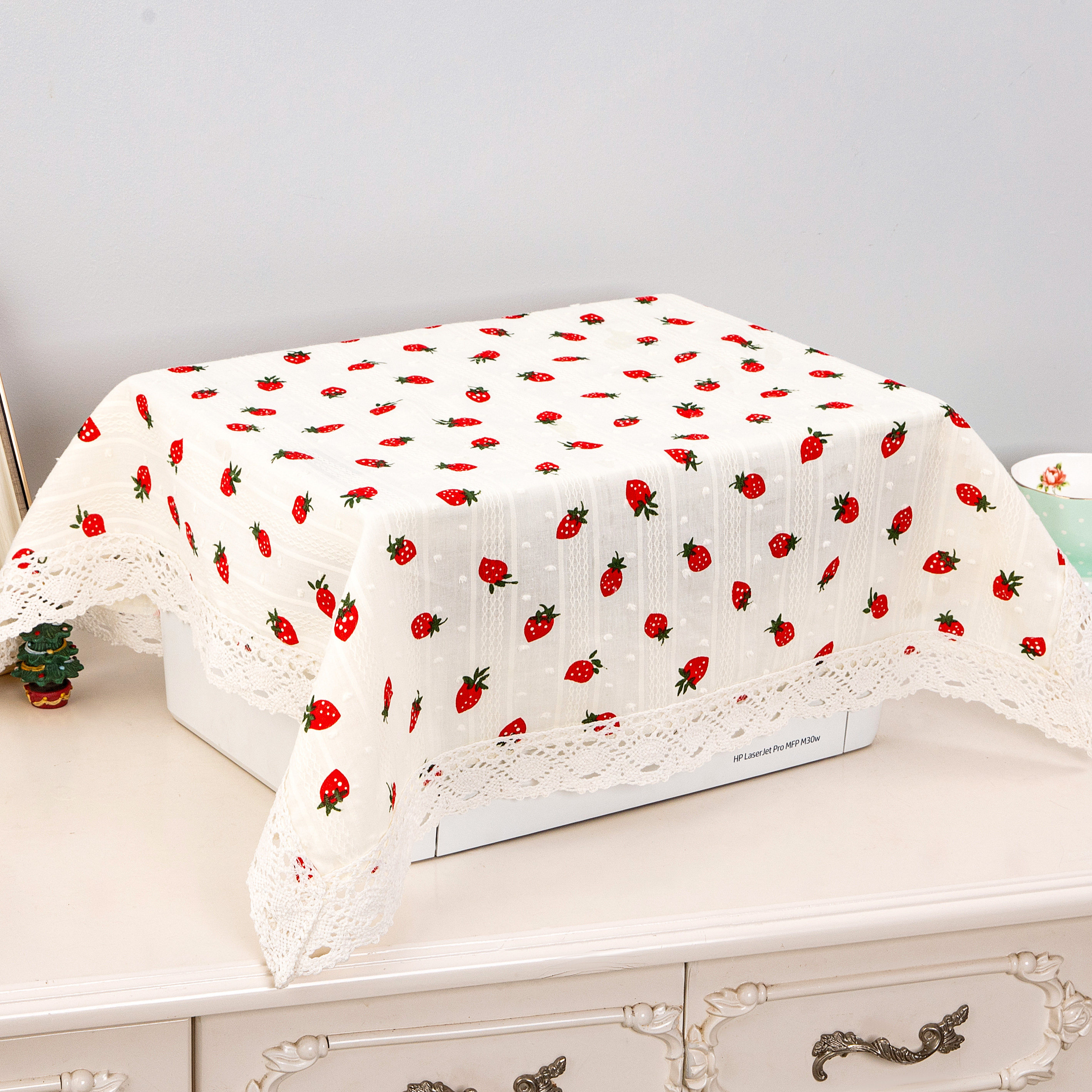 纯棉打印机防尘盖布电脑冰箱万能盖巾床头柜田园风碎花音响小方巾