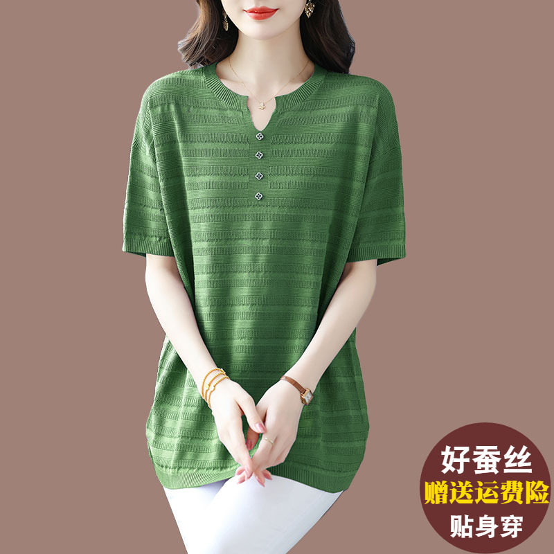 妈妈夏装加肥加大码桑蚕