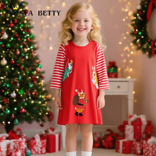 Children's Dress Round Neck Girls' Dress Christmas儿童裙子