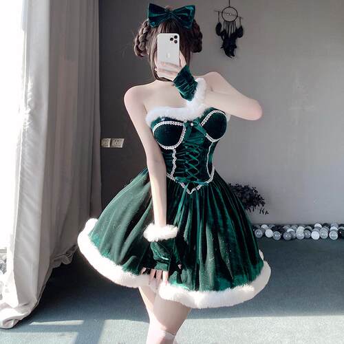 Red Christmas costume, women's war robe dress红色圣诞节服装