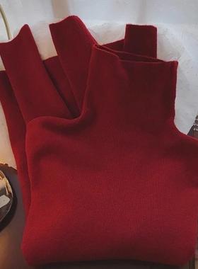 Christmas red turtleneck sweater  women圣诞节红色高领毛衣女
