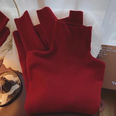 Christmas red turtleneck sweater  women圣诞节红色高领毛衣女