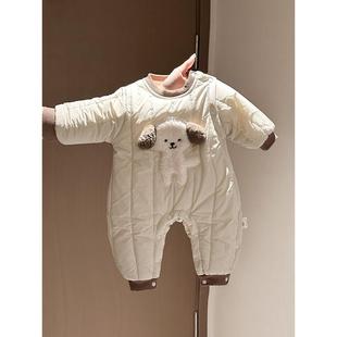 Infant toddler fleece quilted warm jacket one-piece clothes