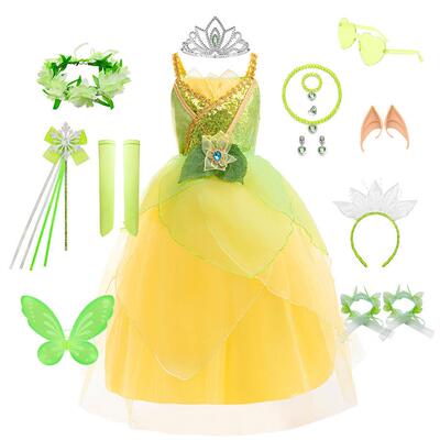 Princess dress green Halloween costume万圣节表演公主裙子