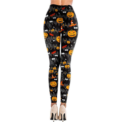 Halloween costume women pumpkin spider web yoga pants瑜伽裤
