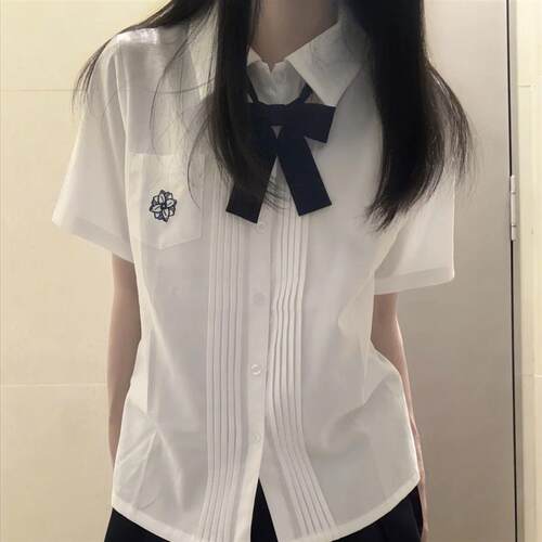Japanese JK Shirt 日式JK制服衬衫原创学院风短袖风琴褶班服套装