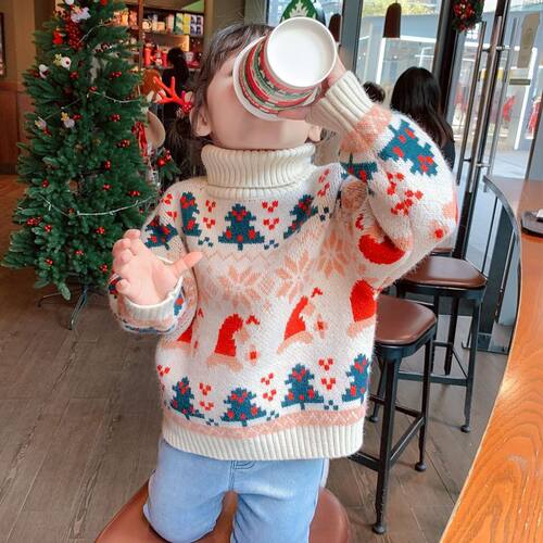 Girls' Sweater 2024 New Christmas Knitted Top圣诞针织上衣