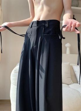 Mens Naples Trousers男痞帅感冷淡风意式直筒宽松阔腿垂坠西裤