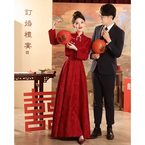New Chinese Qipao Toast Dress Bridal Dress Skirt旗袍敬酒服