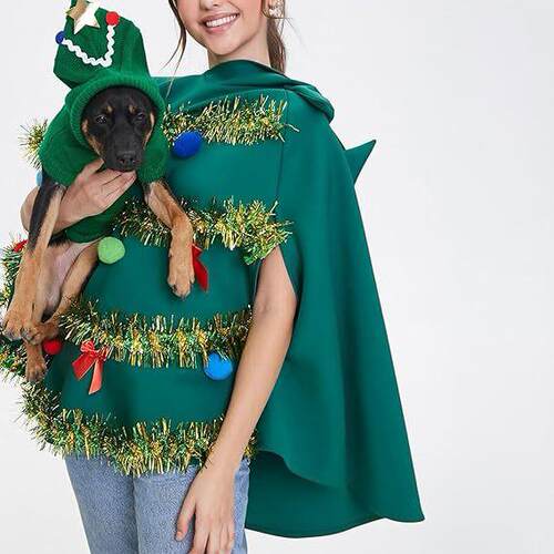 Christmas ladies tree dress hooded cloak圣诞女士树裙子
