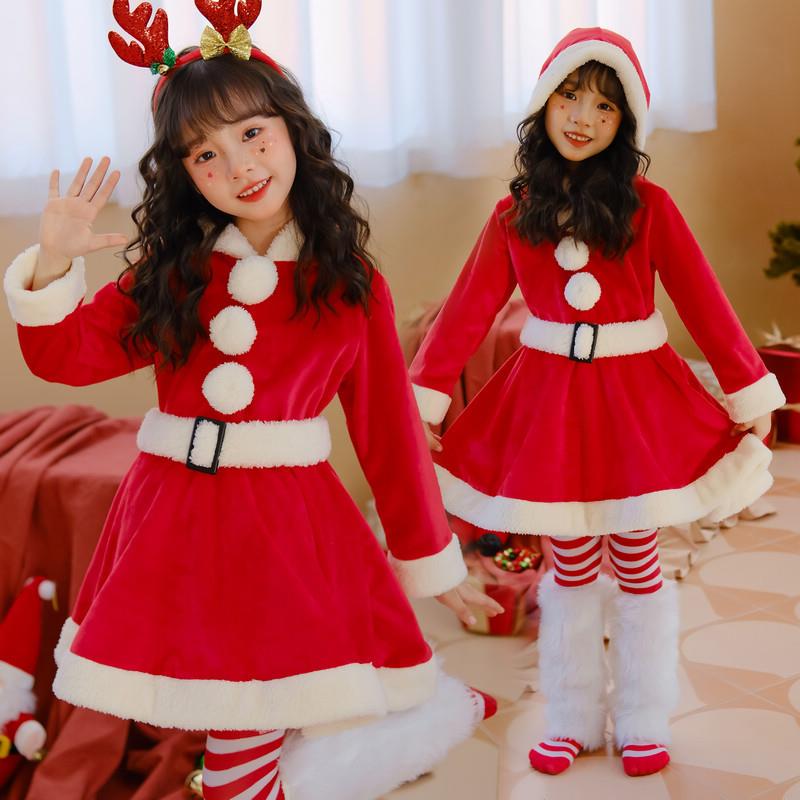 Children's clothing, reindeer dress, red dress圣诞节儿童裙子