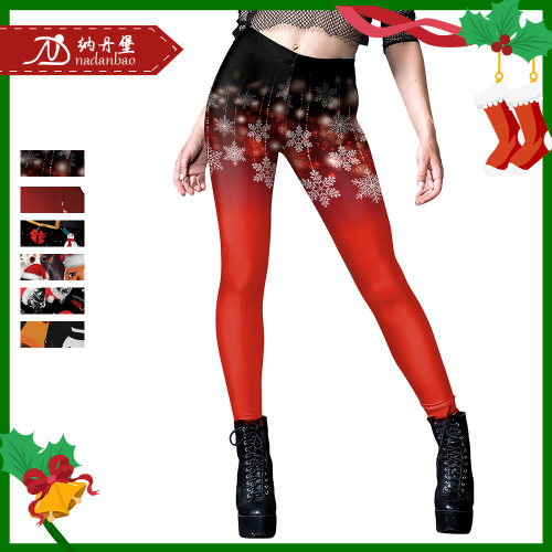 Christmas snowflake leggings圣诞节欧美女裤瑜伽裤