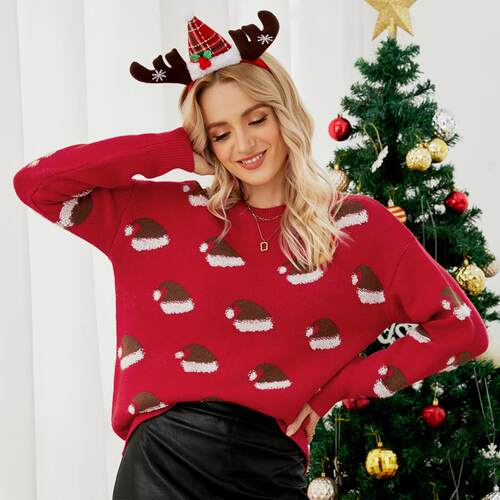 Christmas sweaters and hats圣诞毛衣欧美圣诞帽甜美圆领针织衫