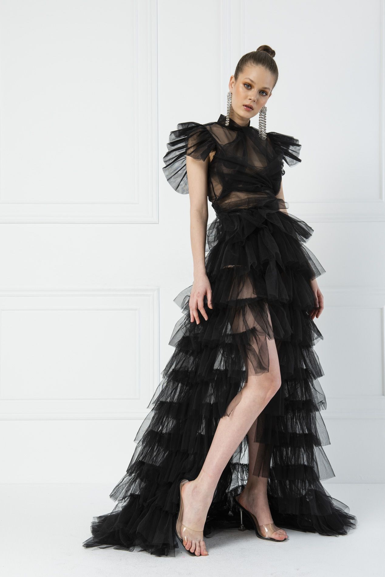 Mesh pleated high waisted skirt网纱百褶蛋糕高腰半身裙