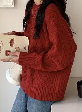 New Year red sweater for women新年红色毛衣女