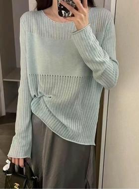 Women's hollow-out thin knitted shirt summer针织衫女夏季上衣