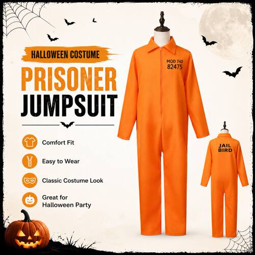 Halloween cosplay costumes for prisoners万圣节橙色连体囚犯服