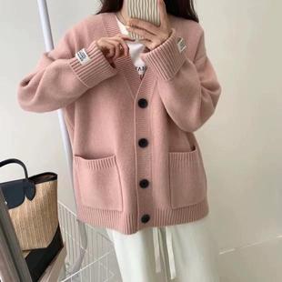 color top毛衣女上衣开衫 sweater pure cardigan Women neck