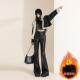 Pants女2026秋冬加绒保暖潮酷机车风喇叭长裤 Womens Flare
