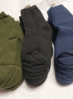 10双绿色袜子男中筒棉袜秋冬便宜劳保结实耐磨地摊民工干活穿袜子