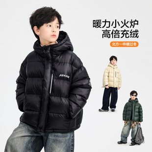 大儿童男装一米二三四五六年级七八九十岁小孩冬衣免洗羽绒服外套