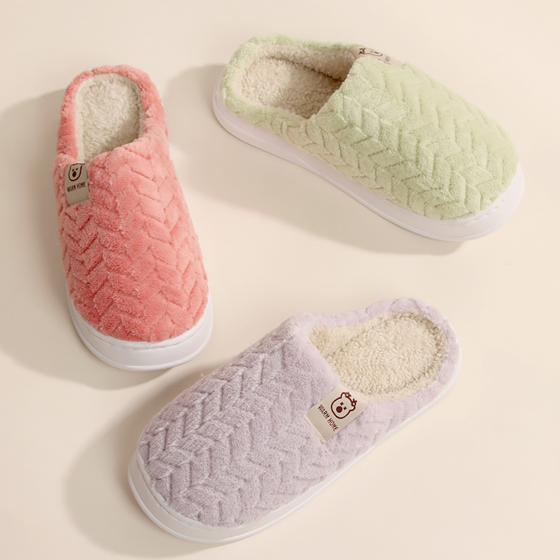 快鹿包头保暖简约鹿家居棉拖鞋