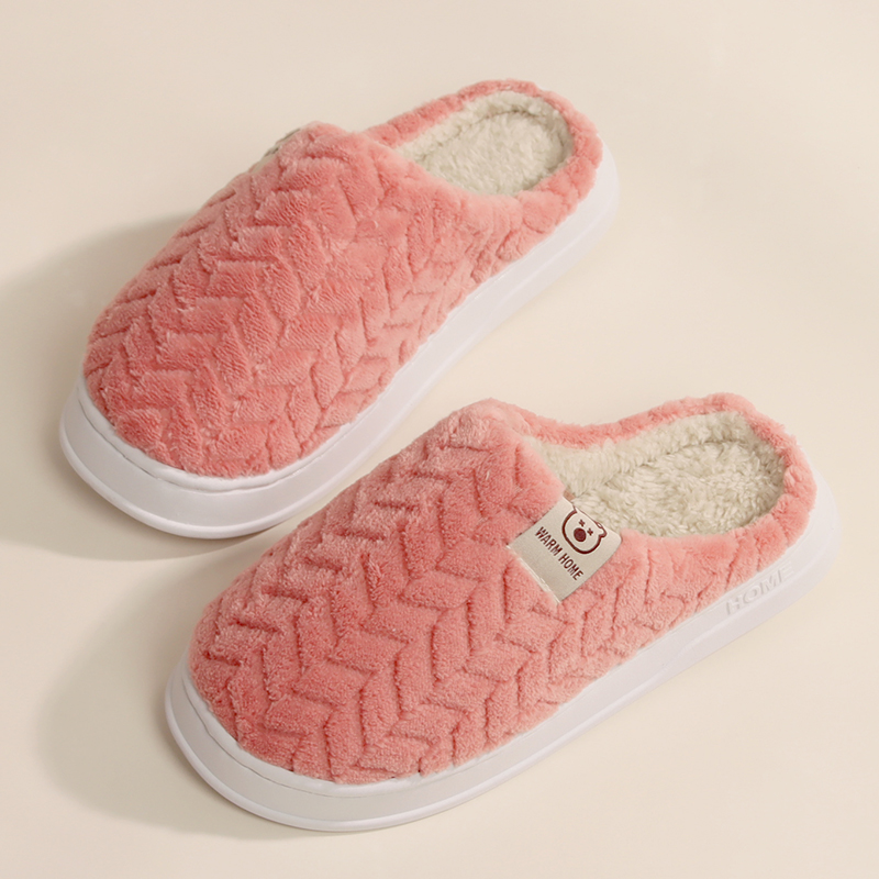 2024新款简约情侣家居家棉拖鞋女冬季防滑毛绒保暖室内毛毛拖鞋男
