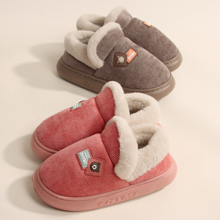 室内毛绒保暖厚底防滑棉鞋 简约包跟家居男款 女新款 钟意美佳棉拖鞋