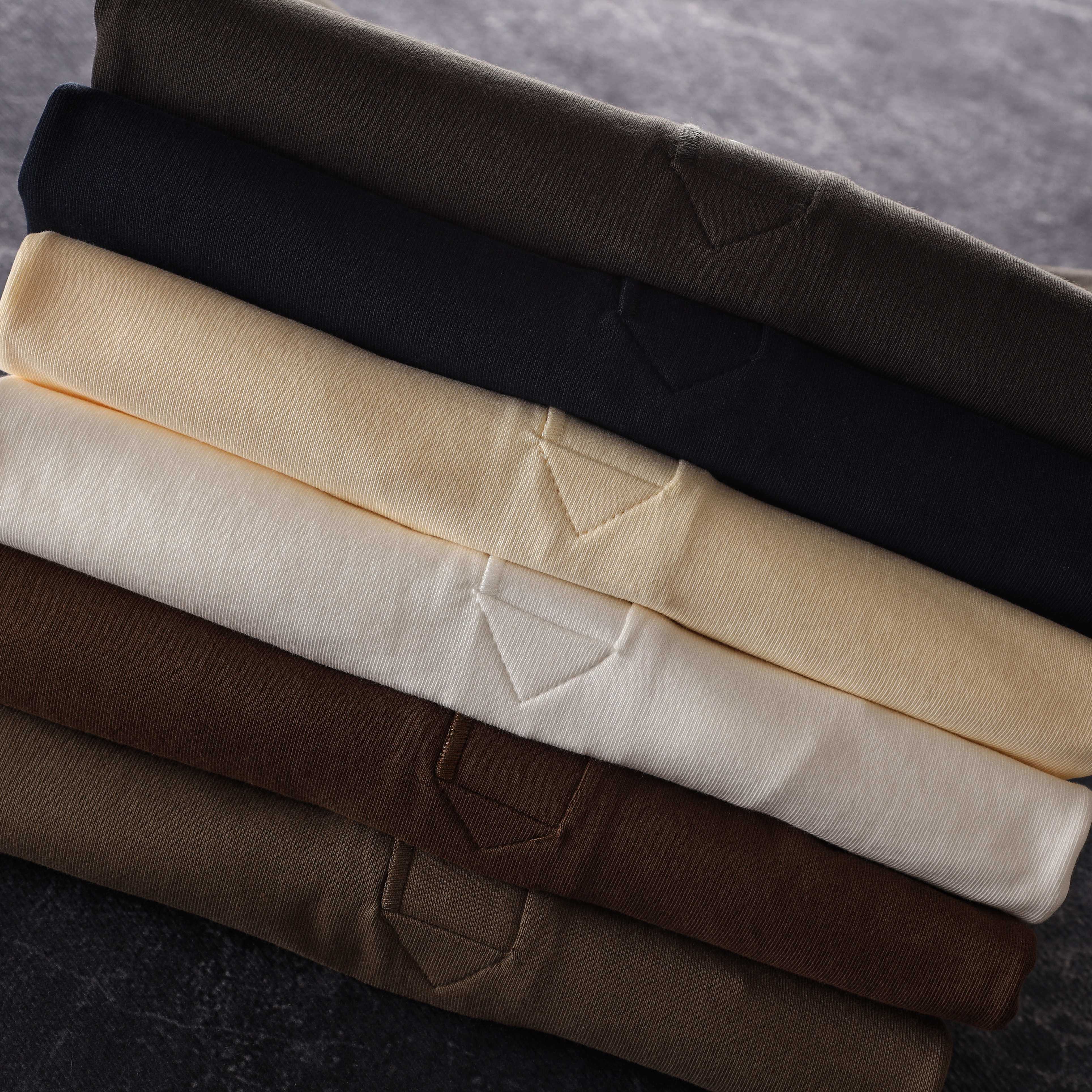 外贸原单美式300g重磅纯棉水洗亨利领纯色时尚休闲短袖T恤男夏季