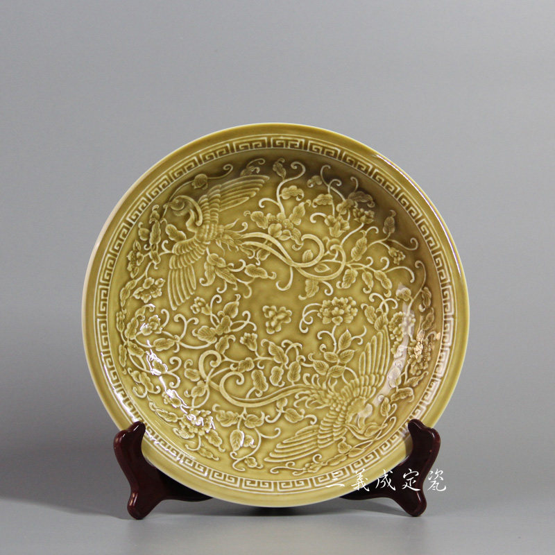 Dingyao Ding porcelain traditional printing dinner plate fruit plate ornament porcelain