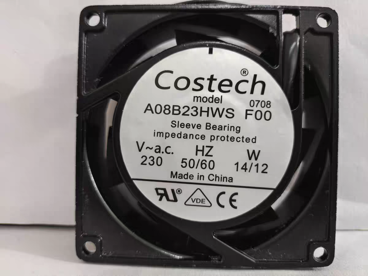 全新Costech风机A08B23HWS FOO 8CM 230V 14/12W散热风扇8025